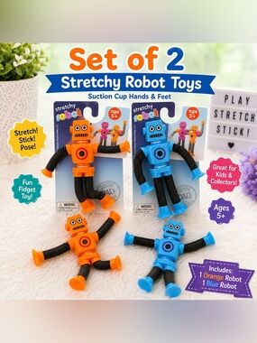 Stretchy Robot Toy Set - Orange & Blue new